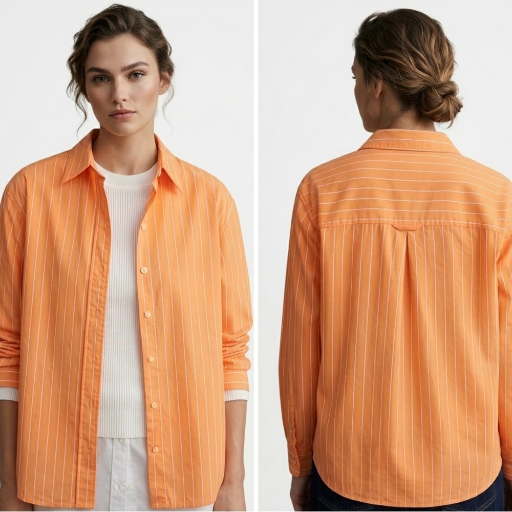 Gregrn factory sport Coral Pink Striped Button-Up Shirt